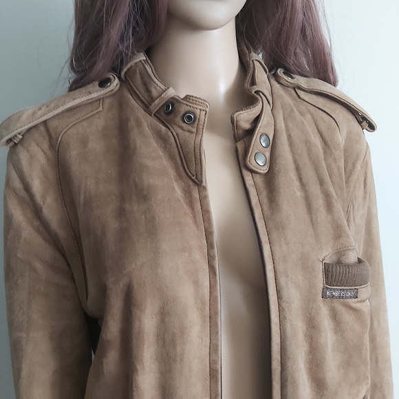 Vintage Members Only by Europe Craft suede bomber jacket camel tan unisex - Picture 2 of 16
